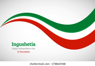 Abstrakter glänzender Inguschetien Wavy Flag Hintergrund. Glücklicher Unabhängigkeitstag Inguschetiens mit moderner Vektorgrafik