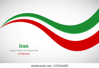 Abstract shiny Iran wavy flag background. Happy islamic revolution day of Iran with artistic vector illustration