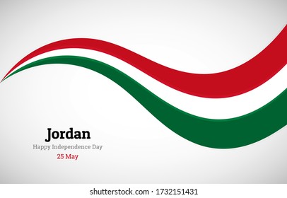 Abstract shiny Jordan wavy flag background. Happy independence day of Jordan with classic vector illustration