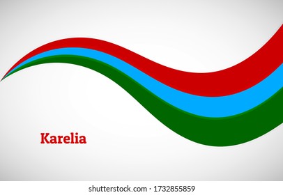 Abstract shiny Karelia wavy flag background. Happy national day of Karelia with artistic vector illustration