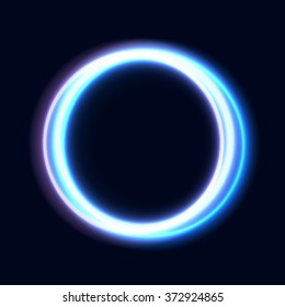 Círculos de luz brillantes abstractos. Anillos luminosos sobre fondo oscuro. Ilustración vectorial para su banner web de diseño