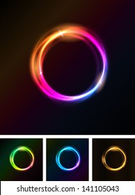 Abstract Shiny Light Circles/ Illustration of a set of abstract shiny light circles with bright stars on black background