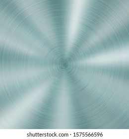 Abstract shiny metal background with circular brushed texture in light blue color