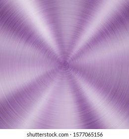 Abstract shiny metal background with circular brushed texture in purple color