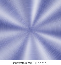 Abstract shiny metal background with circular brushed texture in blue color