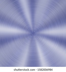 Abstract shiny metal background with circular brushed texture in blue color