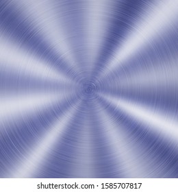Abstract shiny metal background with circular brushed texture in blue color