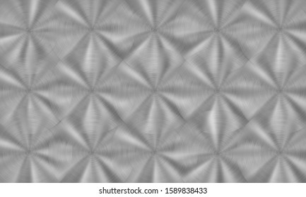Abstract shiny metal background with circular brushed texture in silver colors