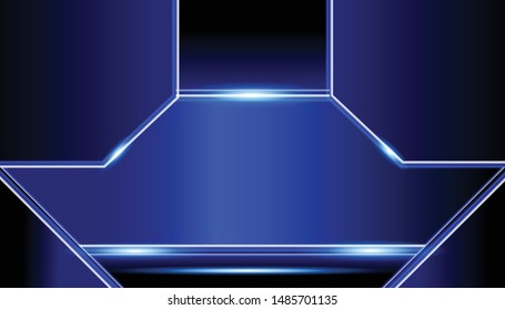 abstract shiny metallic blue background, design template vector