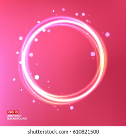 Abstract shiny motion template with glowing circles and spots on light background vector illustration