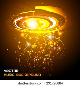 Abstract shiny musical notes on techno background. futuristic vector
