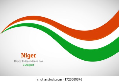 Abstract shiny Niger wavy flag background. Happy independence day of Niger with classic vector illustration