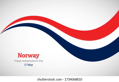 Abstract shiny Norway wavy flag background. Happy independence day of Norway with creative vector illustration