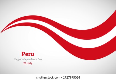 Abstract shiny Peru wavy flag background. Happy independence day of Peru with elegant vector illustration