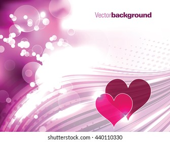 Abstract Shiny Pink Background with Hearts.