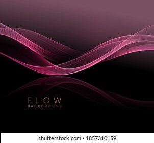 Abstract shiny pink wavy design element. Flow gold wave