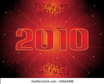 abstract shiny rays, snowflake background with 2010