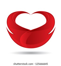 Abstract shiny red flame heart icon, valentine lovers concept, vector illustration
