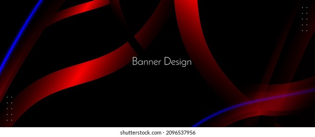 Abstract shiny red moving lines geometric design banner