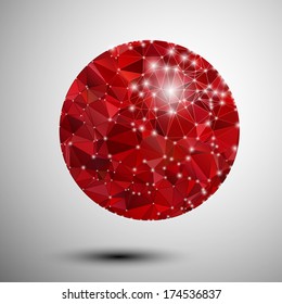 Abstract Shiny Red Polygonal Sphere