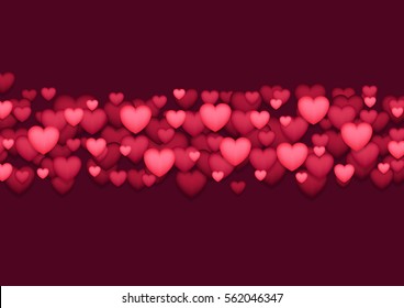 Abstract shiny red Valentines Day hearts background. Love vector design eps 10