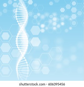 Abstract Shiny Science Vector Background With DNA Strand.