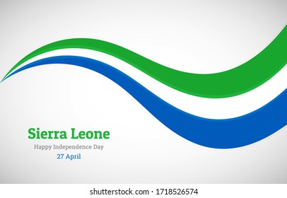 Abstract shiny Sierra Leone wavy flag background. Happy independence day of Sierra Leone with creative vector illustration