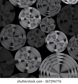 Abstract shiny silver color circles, radial lines vector background