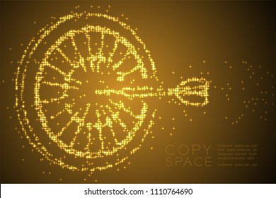 Abstract Shiny Star pattern Dartboard game shape, business success concept design gold color illustration isolated on brown gradient background with copy space, vector eps 10