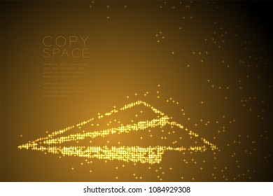 Abstract Shiny Star pattern Paper plane shape, business vision concept design gold color illustration isolated on brown gradient background with copy space, vector eps 10