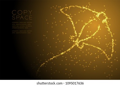 Abstract Shiny Star pattern Stingray shape, aquatic and marine life concept design gold color illustration isolated on brown gradient background with copy space, vector eps 10