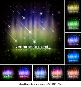 Abstract Shiny Stars Background Set