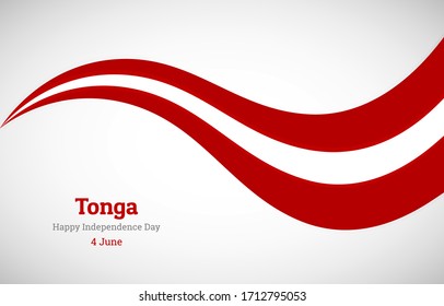 Abstract shiny Tonga wavy flag background. Happy independence day of Tonga with modern vector illustration