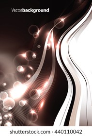 Abstract Shiny Vector Background. Bright Brown Illustration with Waves and Bubbles.
