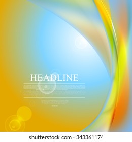 Abstract shiny waves and lens flare design. Vector background