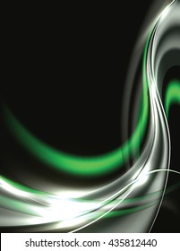Abstract Shiny Wavy Background. Green Sparkly Illustration.