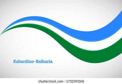 Abstract shiny wavy flag background. Happy national day of Kabardino-Balkaria with classic vector illustration