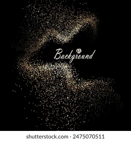 Abstract shiny wavy isolated frame with gold glitter, design elements.