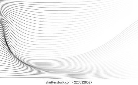 Abstract shiny wavy lines background. Minimal monochrome stripe texture. Trendy grey lines pattern background.