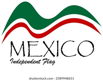 Abstract shiny wavy Mexico flag background with text typography. Eps 10