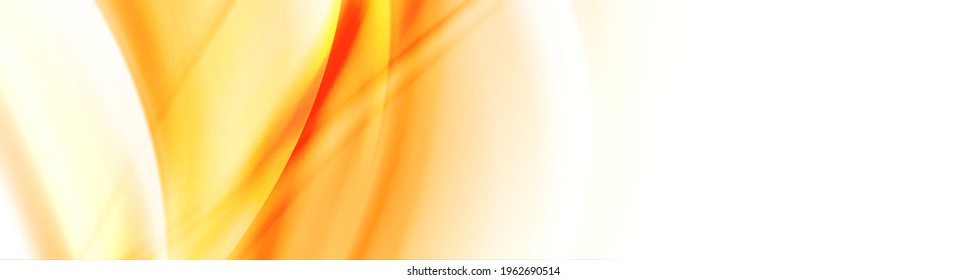 Abstraktes, glänzend weißorangefarbenes, glattes Wellenbanner-Design. Vektorgrafik-Hintergrund