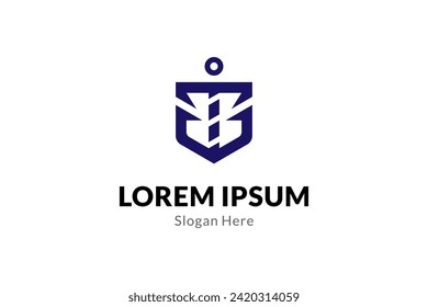 abstract ship anchor logo in flat design style