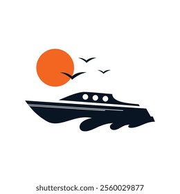 Abstract Ship logo brand identity for boating business. Vector illustration