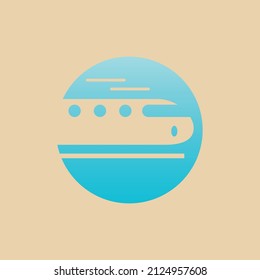 Abstract ship logo design with flat colors