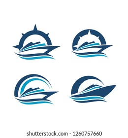 Abstract ship logo. yacht icon. Ocean ship graphic. Marine boat transport symbol. Nautical icon. vector logo template ready for use