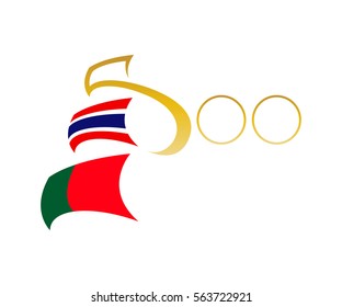 Abstract ship with national flags logo