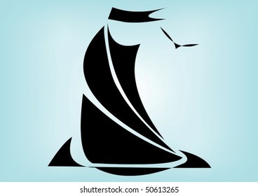 Abstract ship and sharks ornament