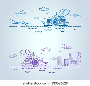 Abstract ship, stylization, vector