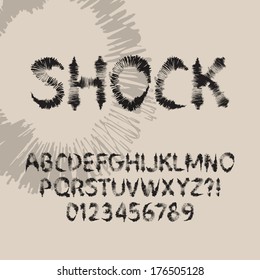 Abstract Shock Font and Numbers, Eps 10 Vector