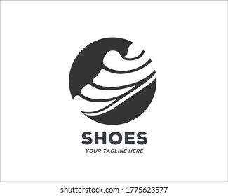 abstract shoe sports art negative space on circle logo symbol design illustration